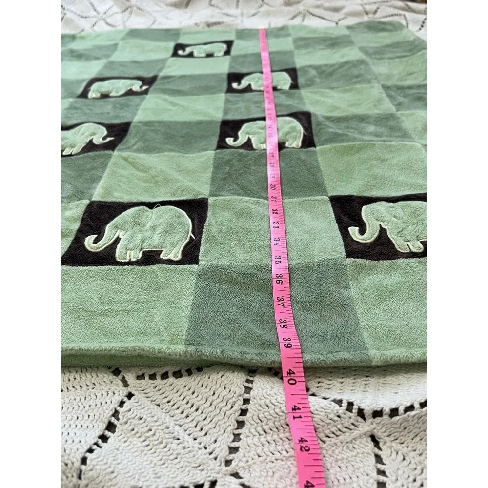 Amy Coe Baby Blanket elephant green patchwork Soft Minky Fleece Unisex Gift Warm